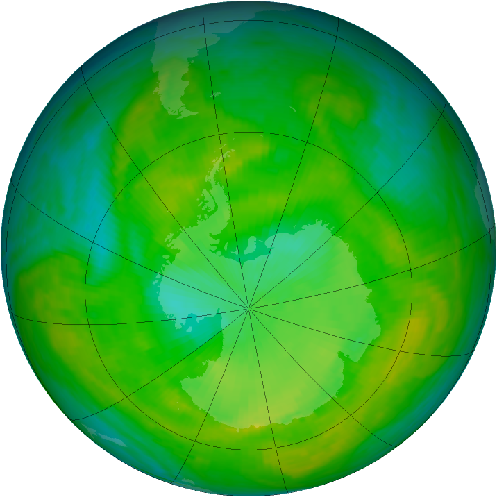 Antarctic ozone map for 17 December 1988